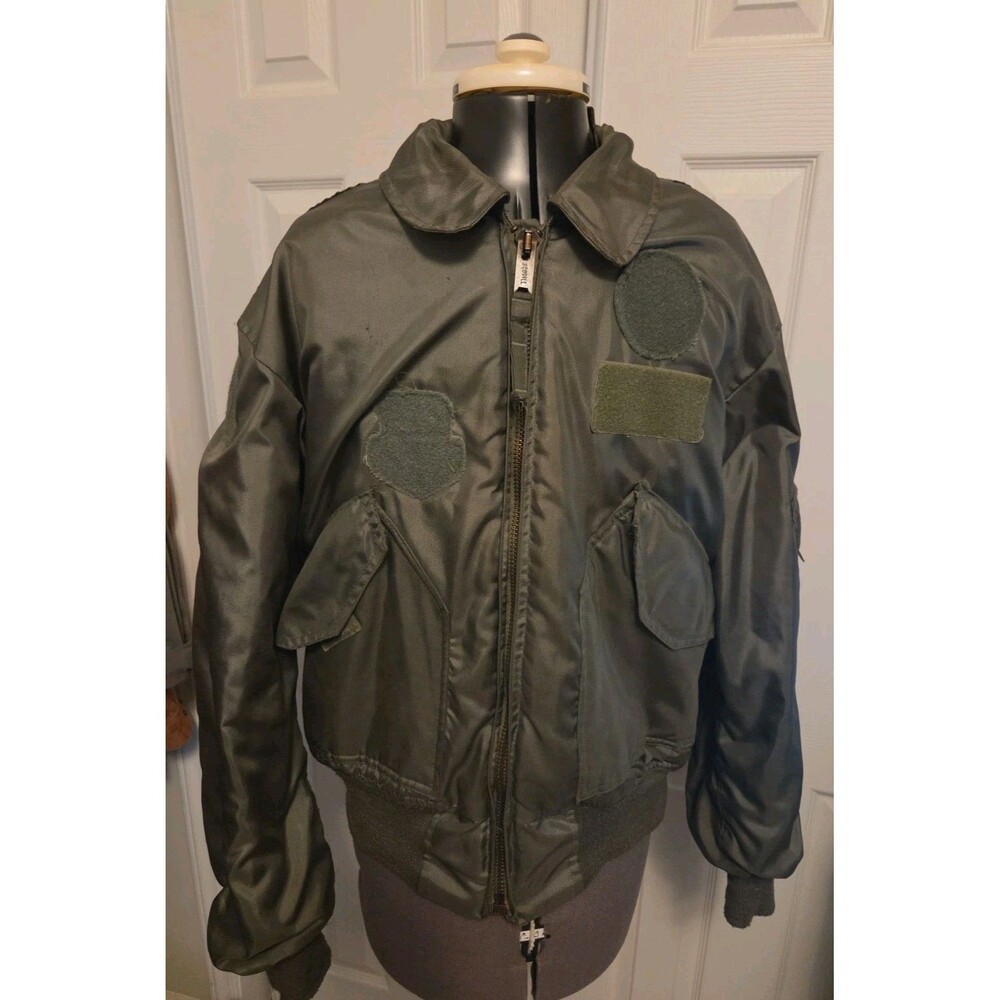 Vintage US Military CWU-45P Flight Bomber Jacket Scovill Zipper Green Medium VGC